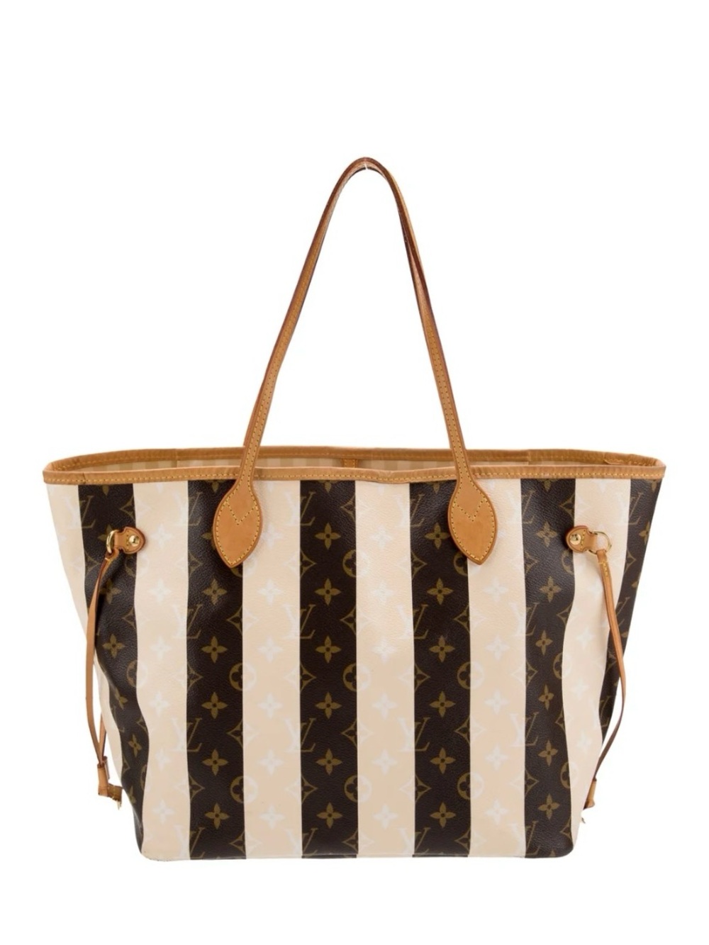 Louis Vuitton Rayures Neverfull MM Monogram Brown Cream Striped Limited Edition